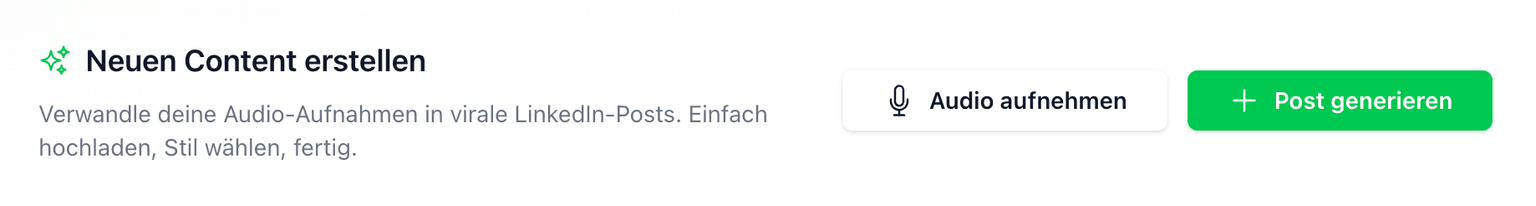 FlowNote Interface: Erstellung eines LinkedIn Posts aus Audio
