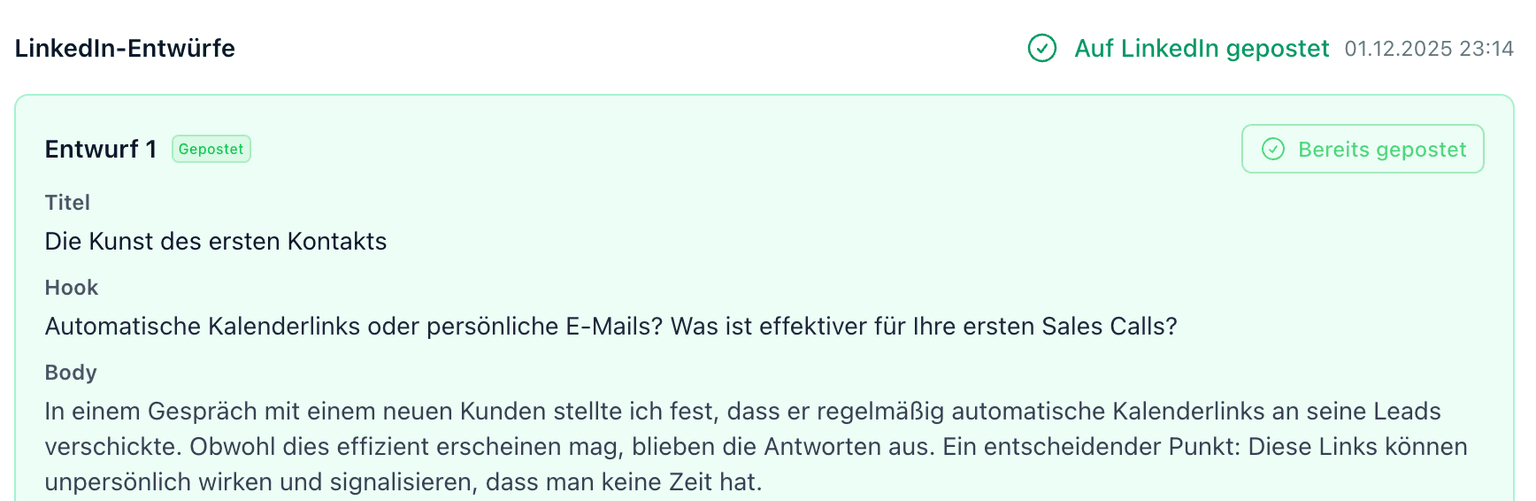 FlowNote: Direkt auf LinkedIn posten - Ein-Klick-Veröffentlichung